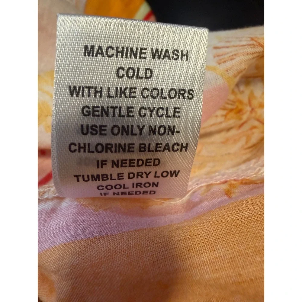 Calypso St. Barth Tropical Cotton Paisley & Shell Print Long Sleeve Blouse XL - Picture 8 of 8